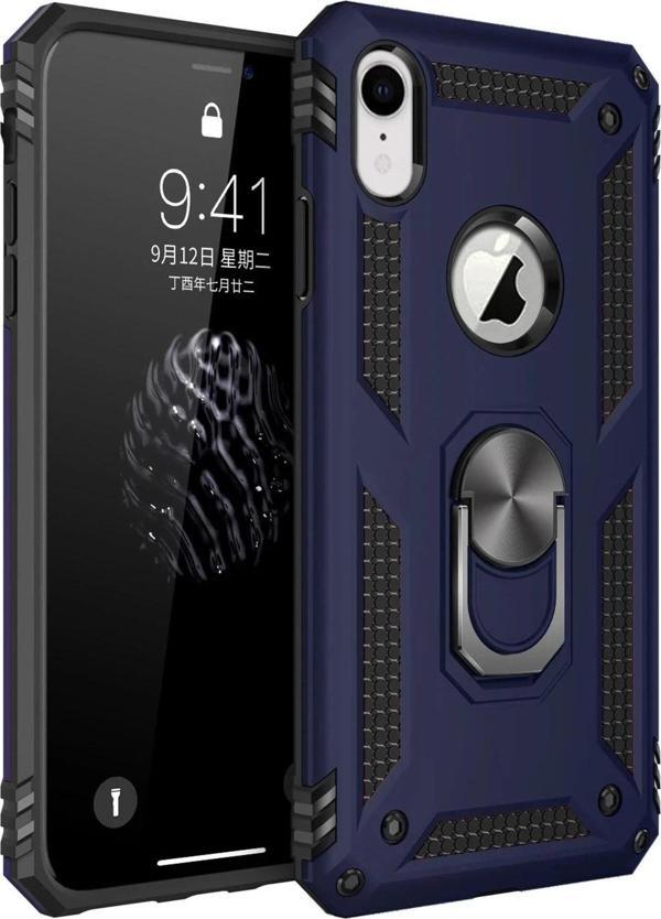 iPhone XR Kılıf Sofya Yüzüklü Silikon Kapak - Lacivert - Image 1