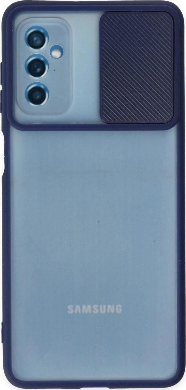 Samsung Galaxy M52 5G Kılıf Palm Buzlu Kamera Sürgülü Silikon - Lacivert - Image 1
