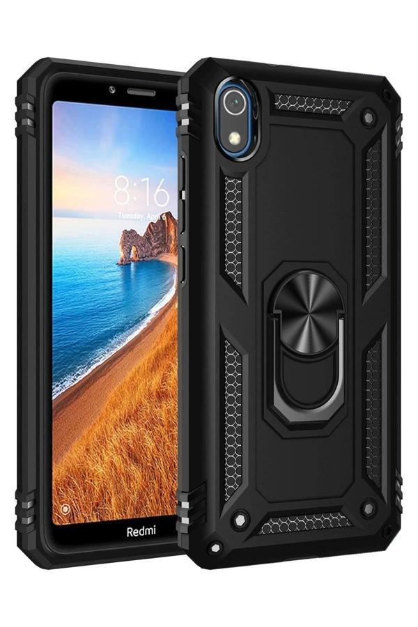 Xiaomi Redmi 7A Kılıf Sofya Yüzüklü Silikon Kapak - Siyah - Image 1