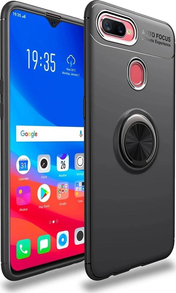 Oppo A12 Kılıf Range Yüzüklü Silikon - Siyah - Image 1