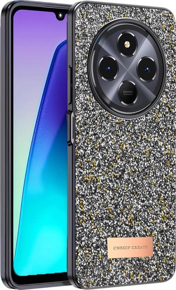 Onegif Xiaomi Redmi 14C Bright Simli Kapak - Gümüş - Image 1