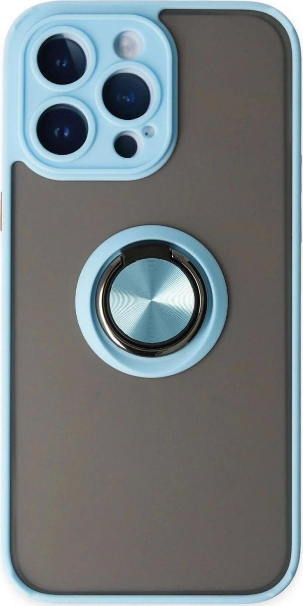 iPhone 14 Pro Kılıf Montreal Yüzüklü Silikon Kapak - Buz Mavi - Image 1