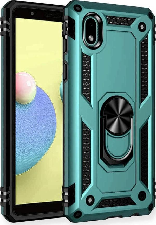 Samsung Galaxy A01 Core Kılıf Sofya Yüzüklü Silikon Kapak - Yeşil - Image 1