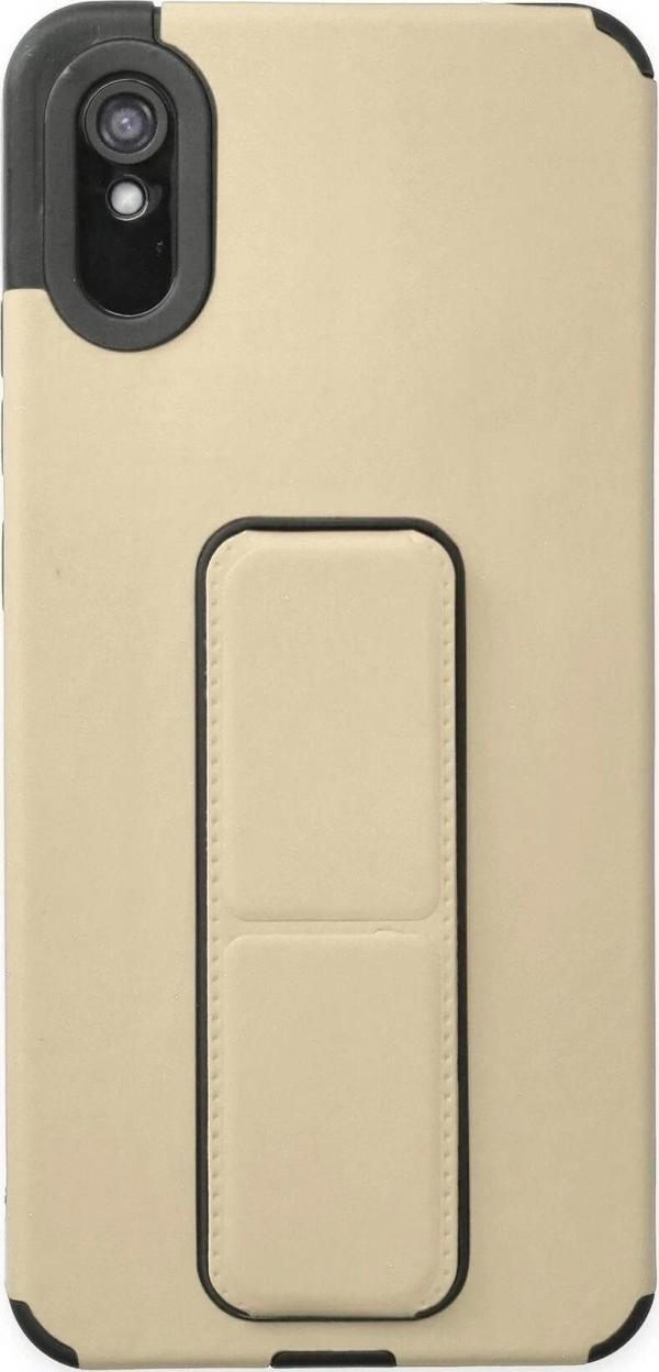 Xiaomi Redmi 9A Kılıf Mega Standlı Silikon - Gold - Image 1