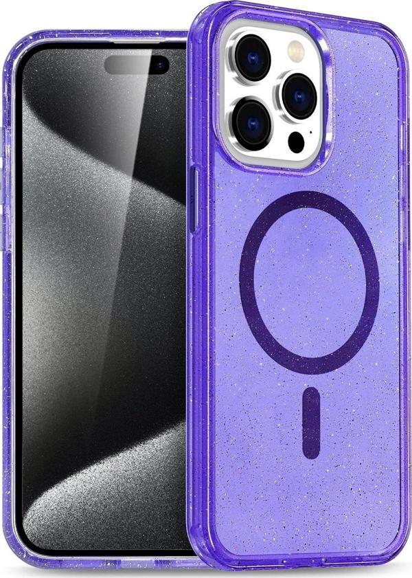iPhone 15 Pro Kılıf Glow Magsafe Kapak - Mor - Image 1
