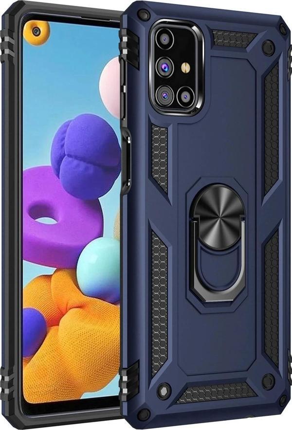 Samsung Galaxy M51 Kılıf Sofya Yüzüklü Silikon Kapak - Lacivert - Image 1