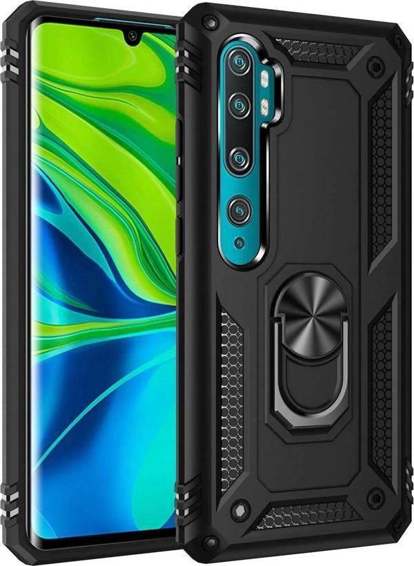 Xiaomi Mi Note 10 Lite Kılıf Sofya Yüzüklü Silikon Kapak - Siyah - Image 1