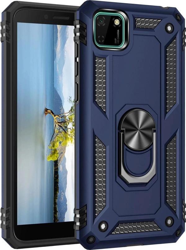 Huawei Y5P Kılıf Sofya Yüzüklü Silikon Kapak - Lacivert - Image 1