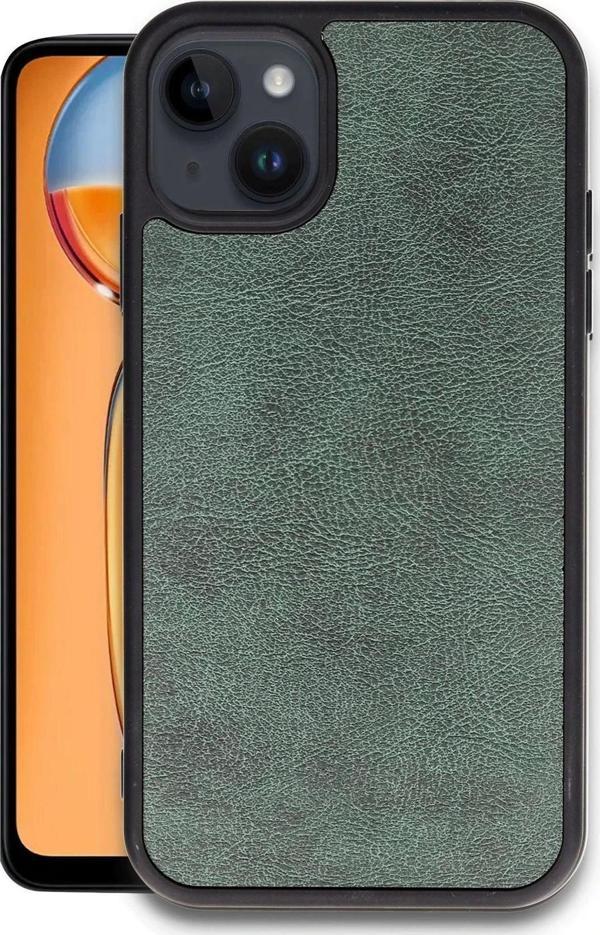 iPhone 15 Kılıf Aras Deri Kapak - Koyu Yeşil - Image 1