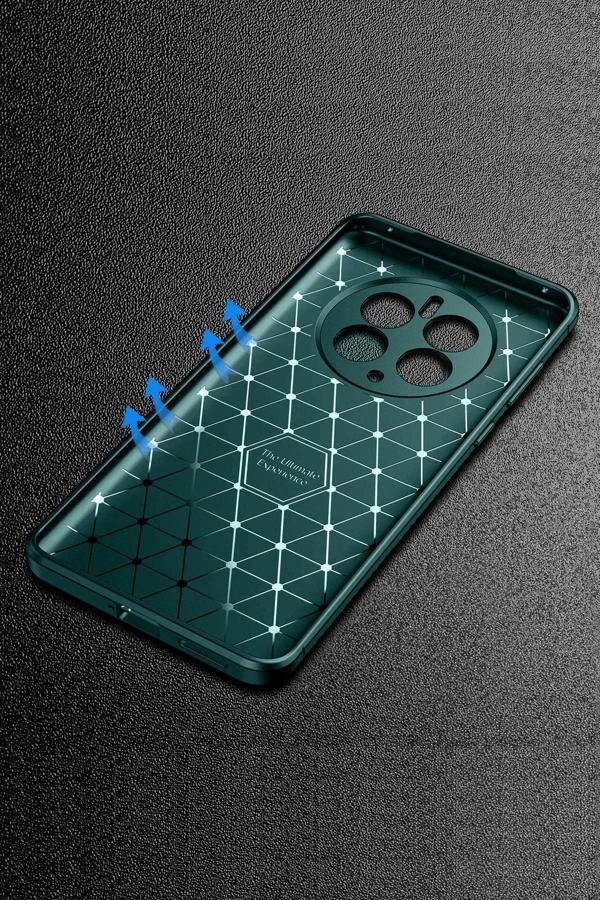 Realme 12 Pro Plus Kılıf Auto Focus Karbon Kapak - Koyu Yeşil - Image 1