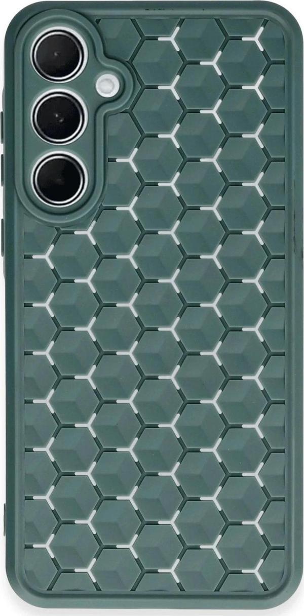 Samsung Galaxy A35 5G Kılıf Petek Silikon Kapak - Koyu Yeşil - Image 1