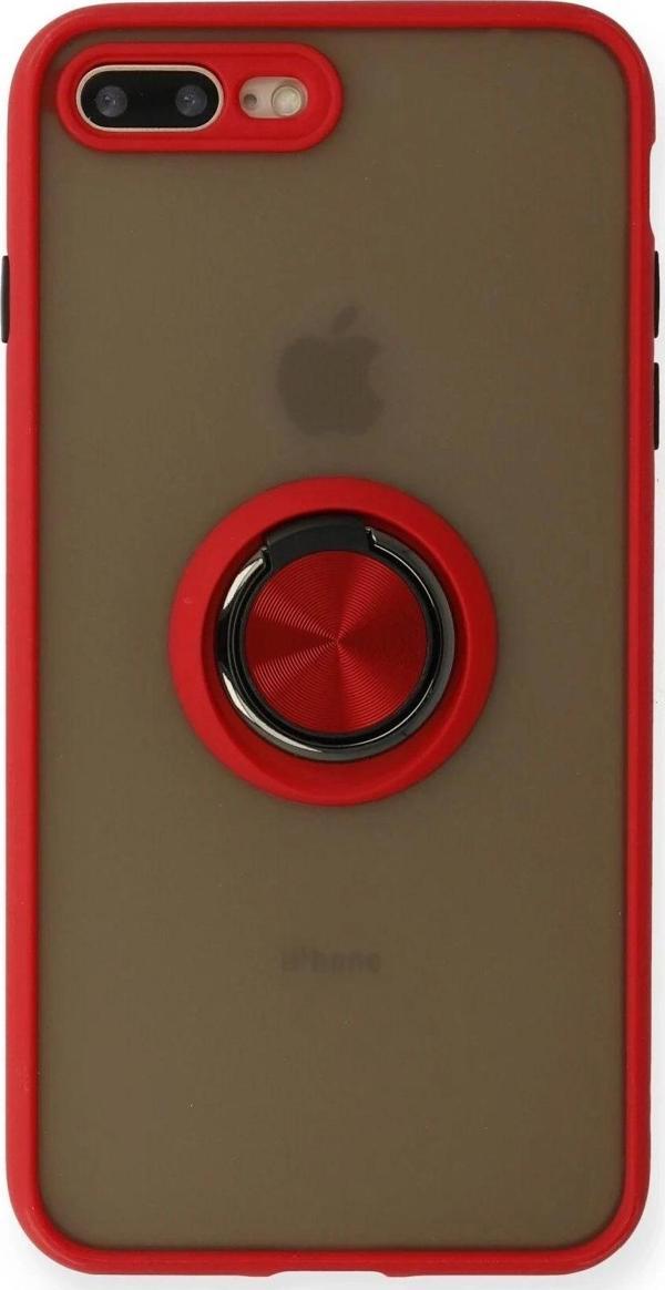 iPhone 7 Plus Kılıf Montreal Yüzüklü Silikon Kapak - Kırmızı - Image 1