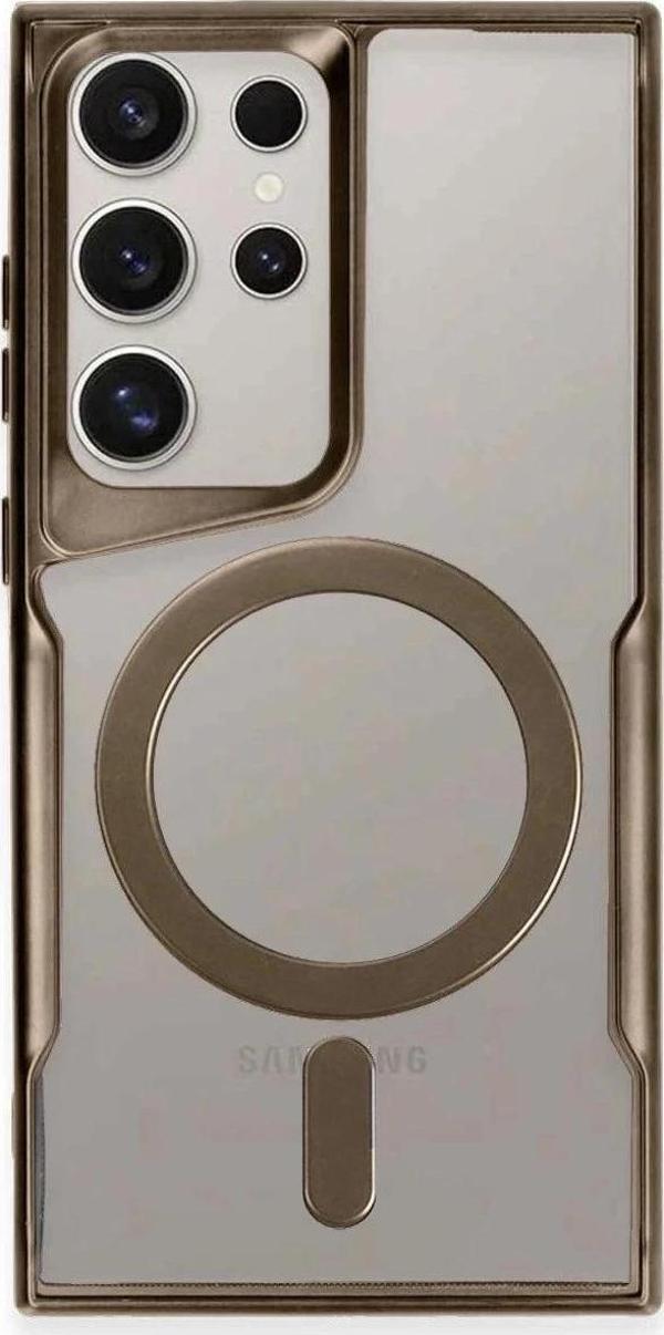 Samsung Galaxy S24 Ultra Kılıf Boyi Magsafe Silikon Kapak - Kahverengi - Image 1