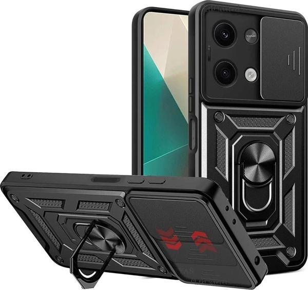 Xiaomi Poco X6 Kılıf Pars Lens Yüzüklü Silikon - Siyah - Image 1