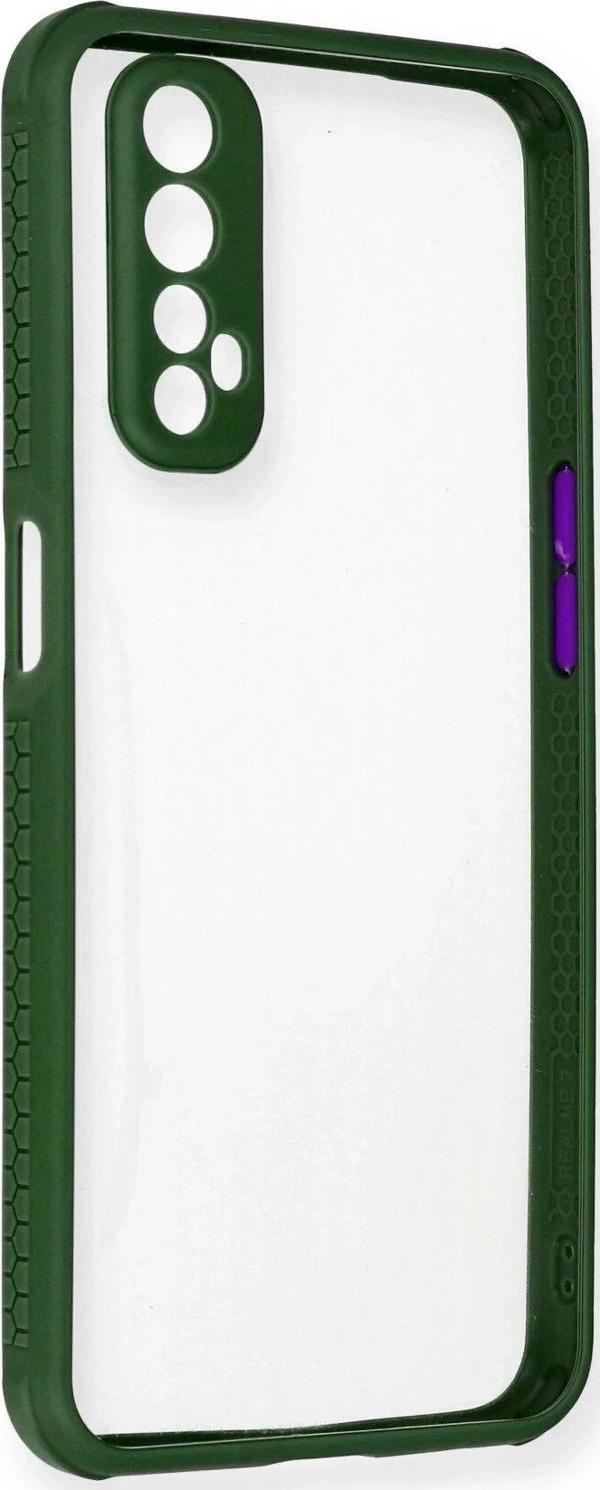 Realme 7 Kılıf Miami Şeffaf Silikon - Koyu Yeşil - Image 1