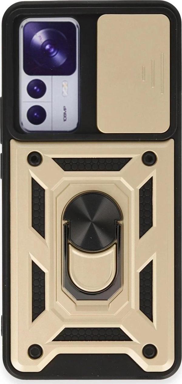 Xiaomi Mi 12T Pro Kılıf Pars Lens Yüzüklü Silikon - Gold - Image 1