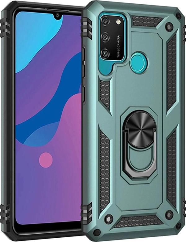 Huawei Y6P Kılıf Sofya Yüzüklü Silikon Kapak - Yeşil - Image 1