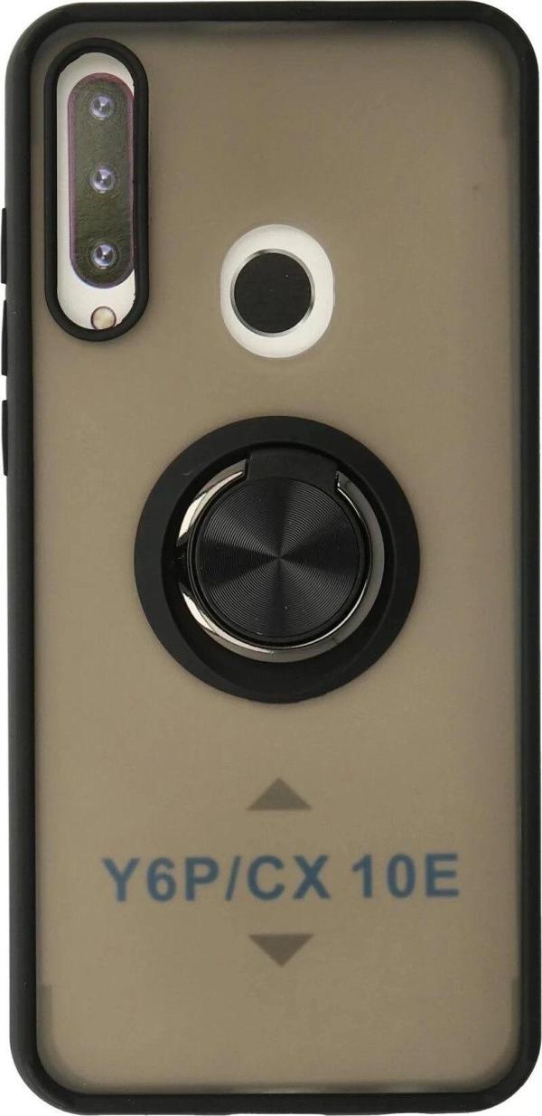 Huawei Y6P Kılıf Montreal Yüzüklü Silikon Kapak - Siyah - Image 1