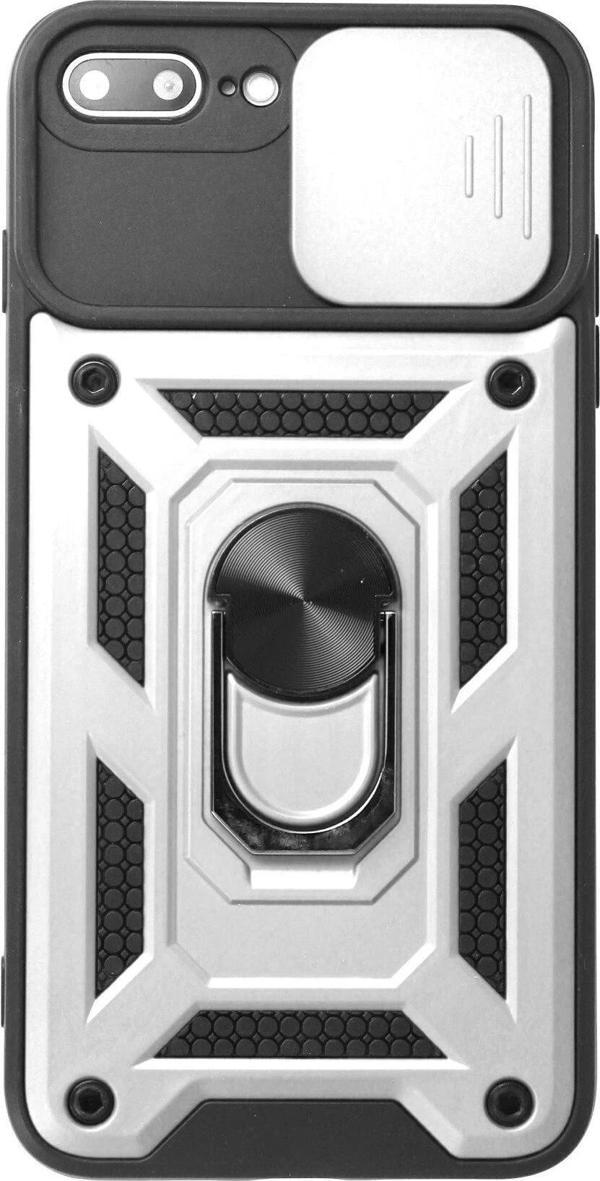 iPhone 7 Plus Kılıf Pars Lens Yüzüklü Silikon - Gümüş - Image 1