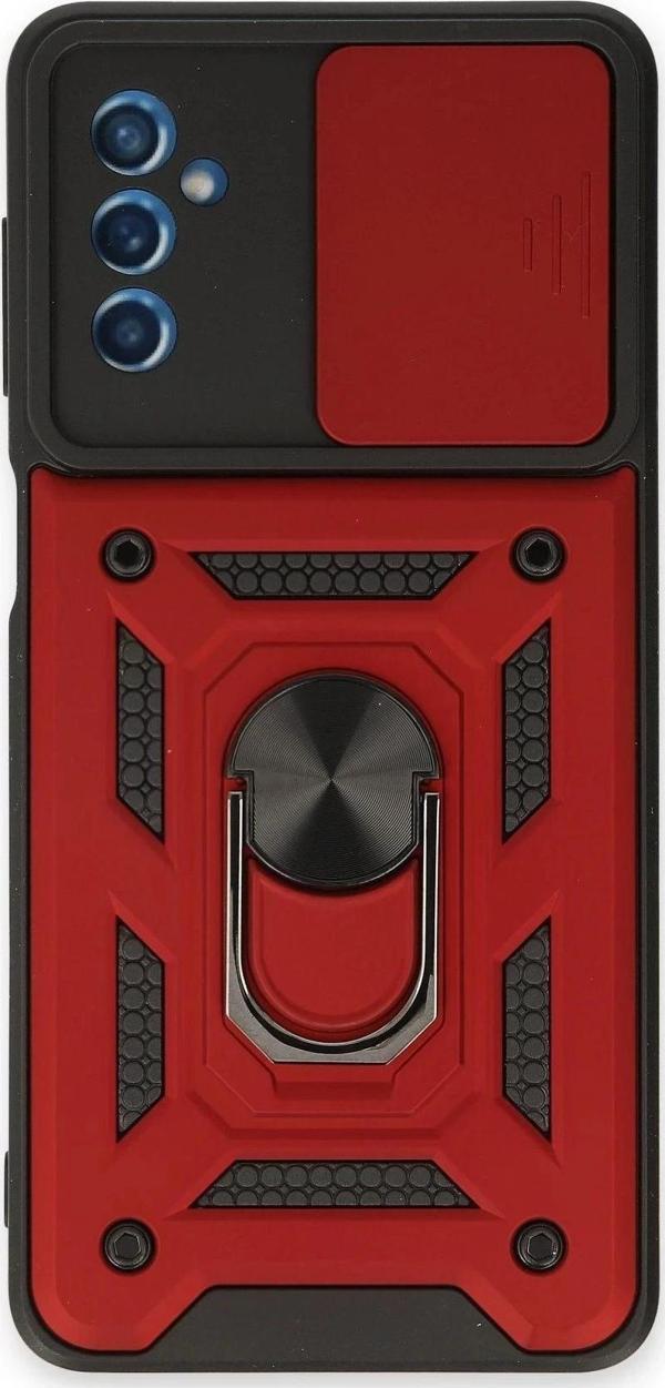 Samsung Galaxy M52 5G Kılıf Pars Lens Yüzüklü Silikon - Kırmızı - Image 1