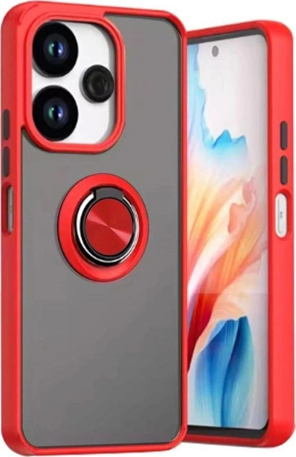 Xiaomi Redmi 13 4G Kılıf Montreal Yüzüklü Silikon Kapak - Kırmızı - Image 1