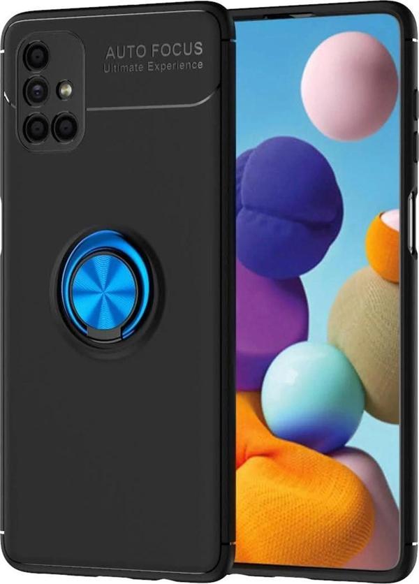 Samsung Galaxy M51 Kılıf Range Yüzüklü Silikon - Siyah-Mavi - Image 1