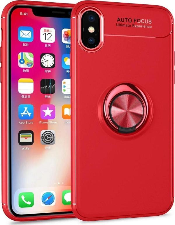 iPhone XS Kılıf Range Yüzüklü Silikon - Kırmızı - Image 1