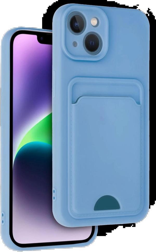 iPhone 14 Kılıf Kelvin Kartvizitli Silikon - Mavi - Image 1