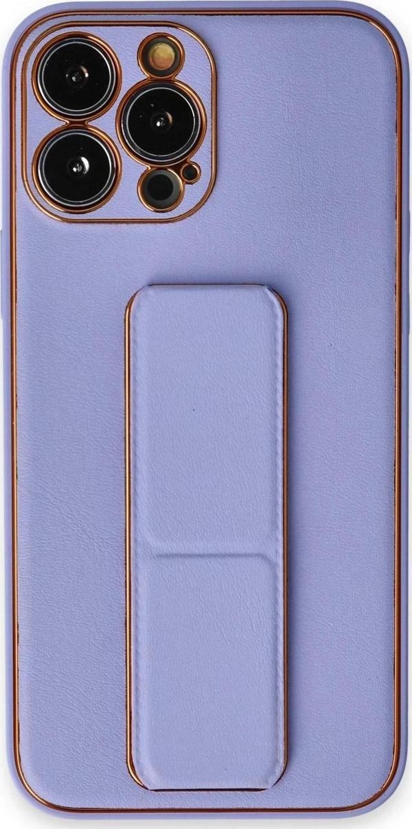 iPhone 13 Pro Kılıf Coco Deri Standlı Kapak - Koyu Lila - Image 1