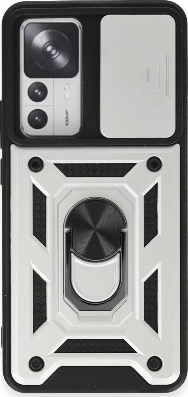 Xiaomi Mi 12T Pro Kılıf Pars Lens Yüzüklü Silikon - Gümüş - Image 1