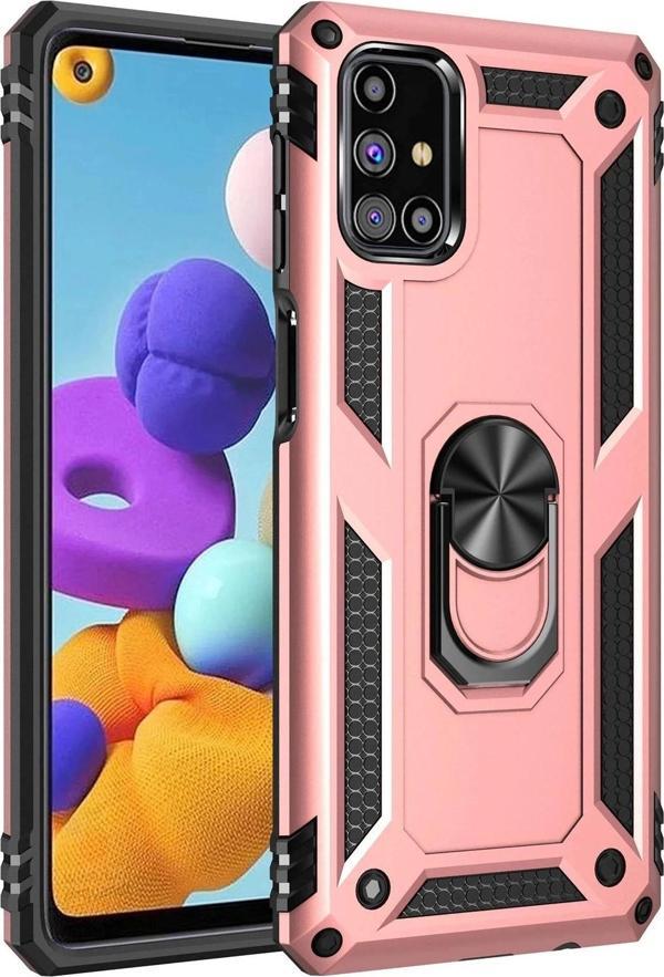 Samsung Galaxy M31S Kılıf Sofya Yüzüklü Silikon Kapak - Rose - Image 1