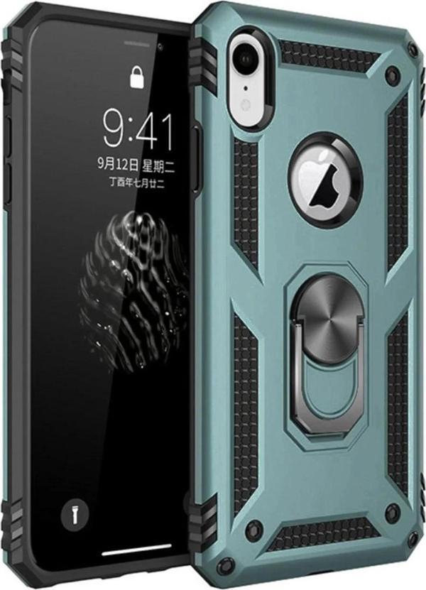 iPhone XR Kılıf Sofya Yüzüklü Silikon Kapak - Yeşil - Image 1