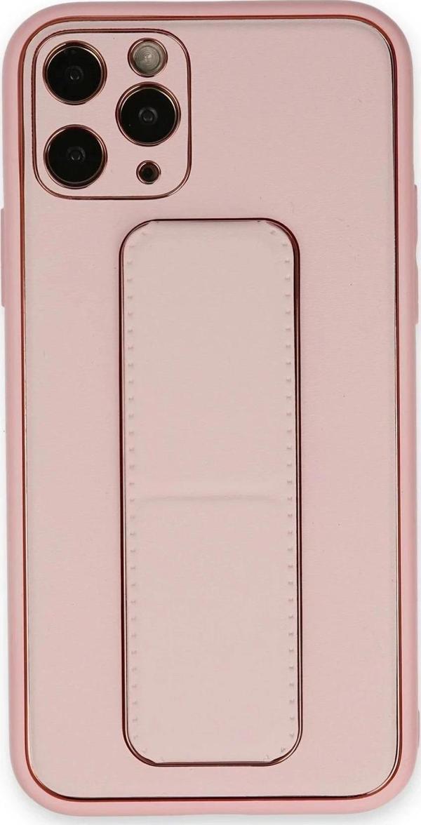 iPhone 11 Pro Max Kılıf Coco Deri Standlı Kapak - Pembe - Image 1