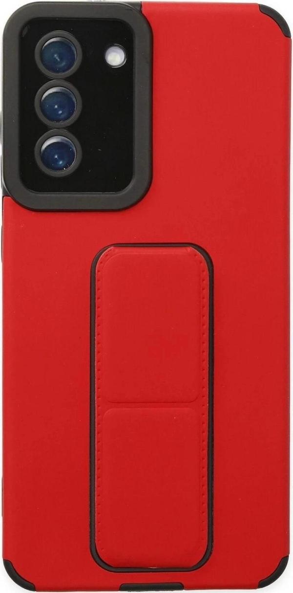 Samsung Galaxy S21 FE Kılıf Mega Standlı Silikon - Kırmızı - Image 1