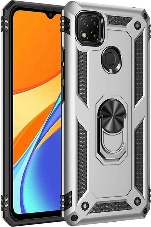 Xiaomi Redmi 9C Kılıf Sofya Yüzüklü Silikon Kapak - Gümüş - Image 1