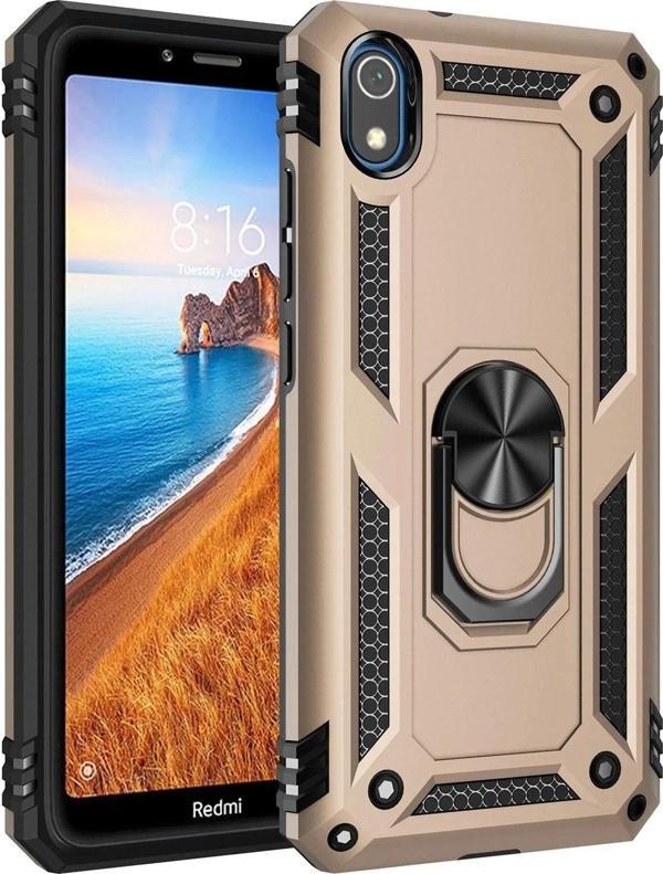 Xiaomi Redmi 7A Kılıf Sofya Yüzüklü Silikon Kapak - Gold - Image 1