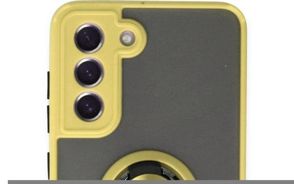Samsung Galaxy S21 FE Kılıf Montreal Yüzüklü Silikon Kapak - Sarı - Image 1