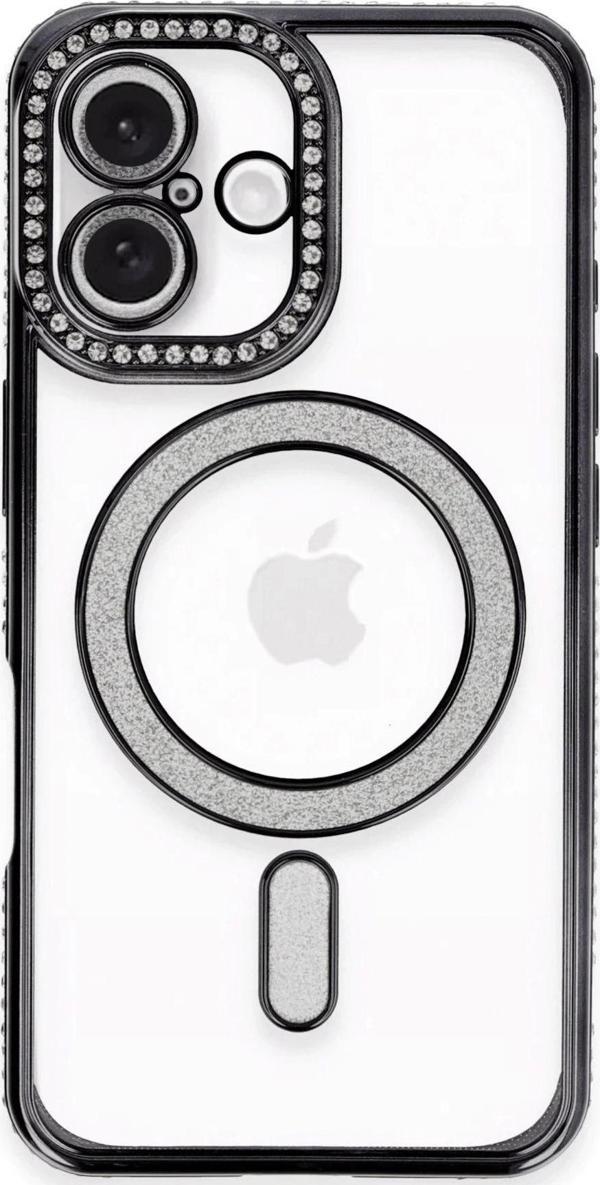 iPhone 16 Plus Kılıf Joke Simli Magneticsafe Kılıf - Siyah - Image 1