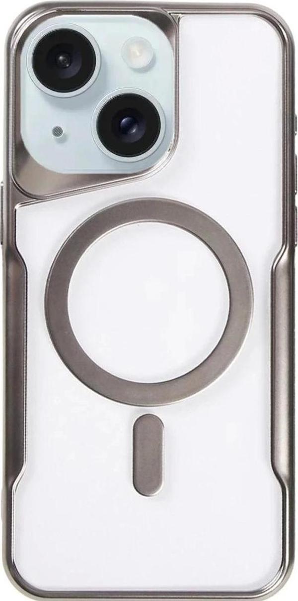 iPhone 15 Plus Kılıf Boyi Magsafe Silikon Kapak - Titan Gri - Image 1