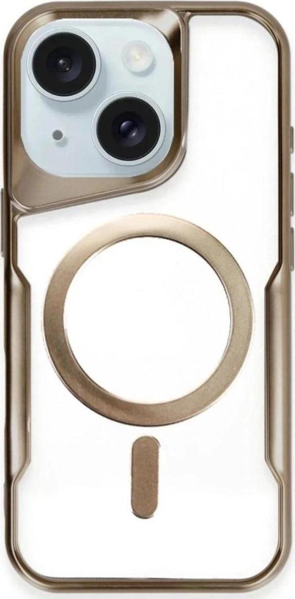 iPhone 15 Plus Kılıf Boyi Magsafe Silikon Kapak - Kahverengi - Image 1