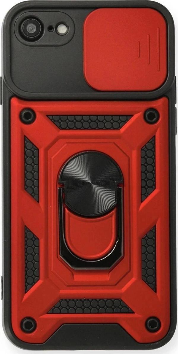 iPhone 7 Kılıf Pars Lens Yüzüklü Silikon - Kırmızı - Image 1