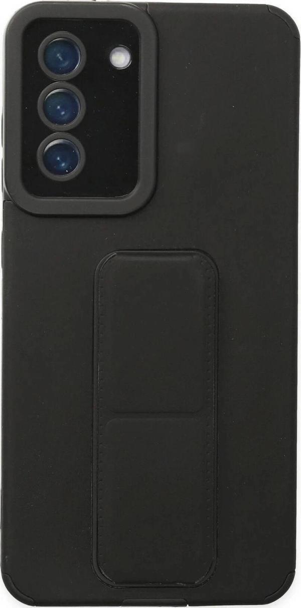 Samsung Galaxy S21 FE Kılıf Mega Standlı Silikon - Siyah - Image 1