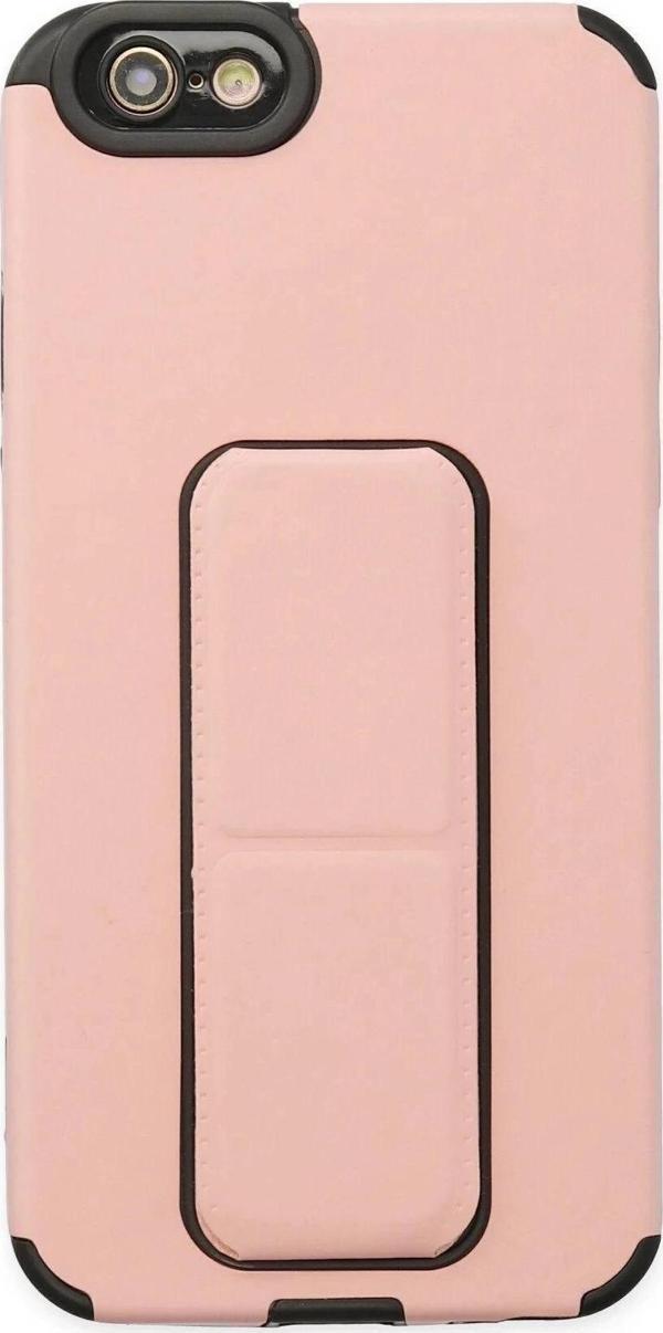 iPhone 6 Kılıf Mega Standlı Silikon - Pudra - Image 1