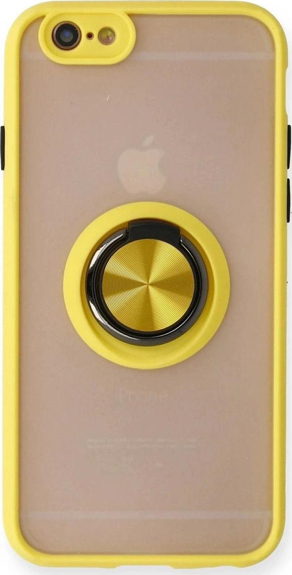 iPhone 6 Kılıf Montreal Yüzüklü Silikon Kapak - Sarı - Image 1