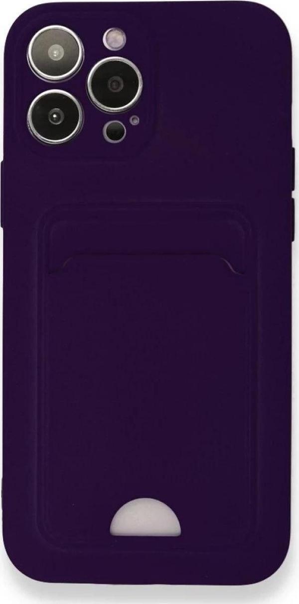 iPhone 13 Pro Kılıf Kelvin Kartvizitli Silikon - Derin Mor - Image 1