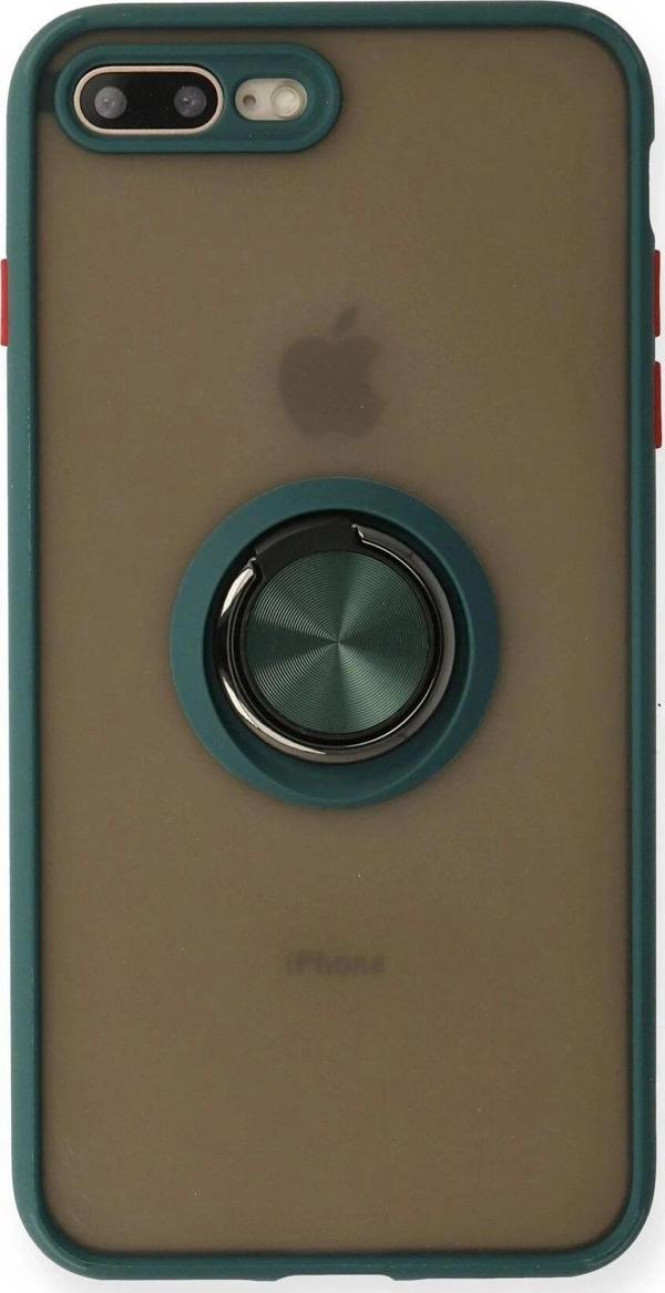 iPhone 7 Plus Kılıf Montreal Yüzüklü Silikon Kapak - Yeşil - Image 1