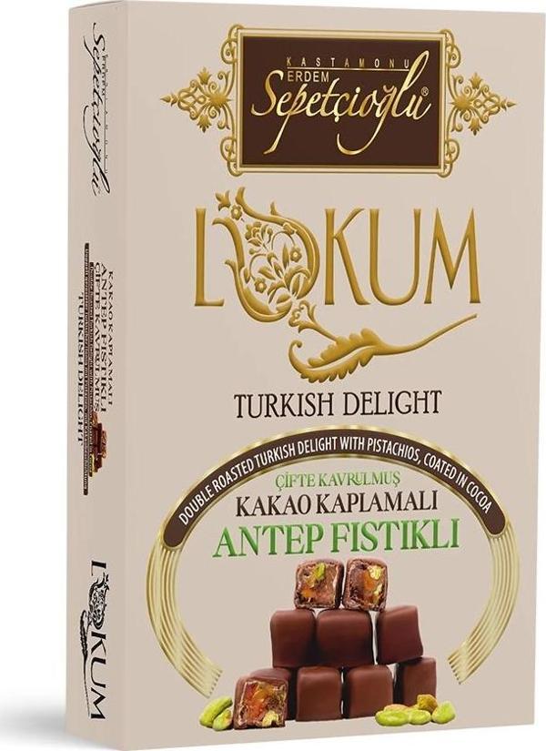Kakao Kaplamalı Antep Fıstıklı Çifte Kavrulmuş Lokum 200G - Image 1