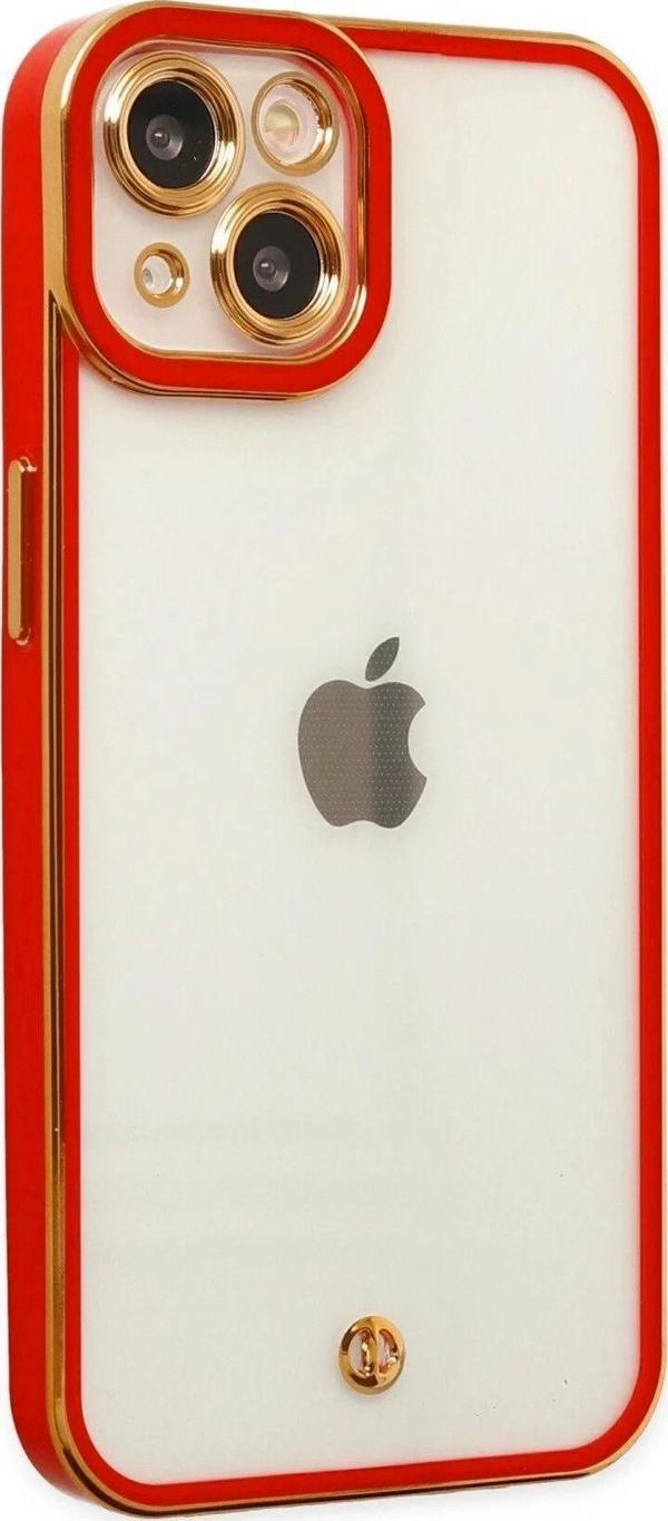 iPhone 13 Kılıf Liva Lens Silikon - Kırmızı - Image 1