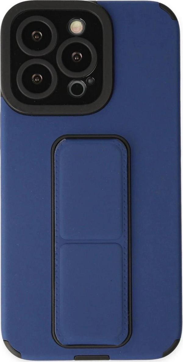 iPhone 14 Pro Kılıf Mega Standlı Silikon - Mavi - Image 1