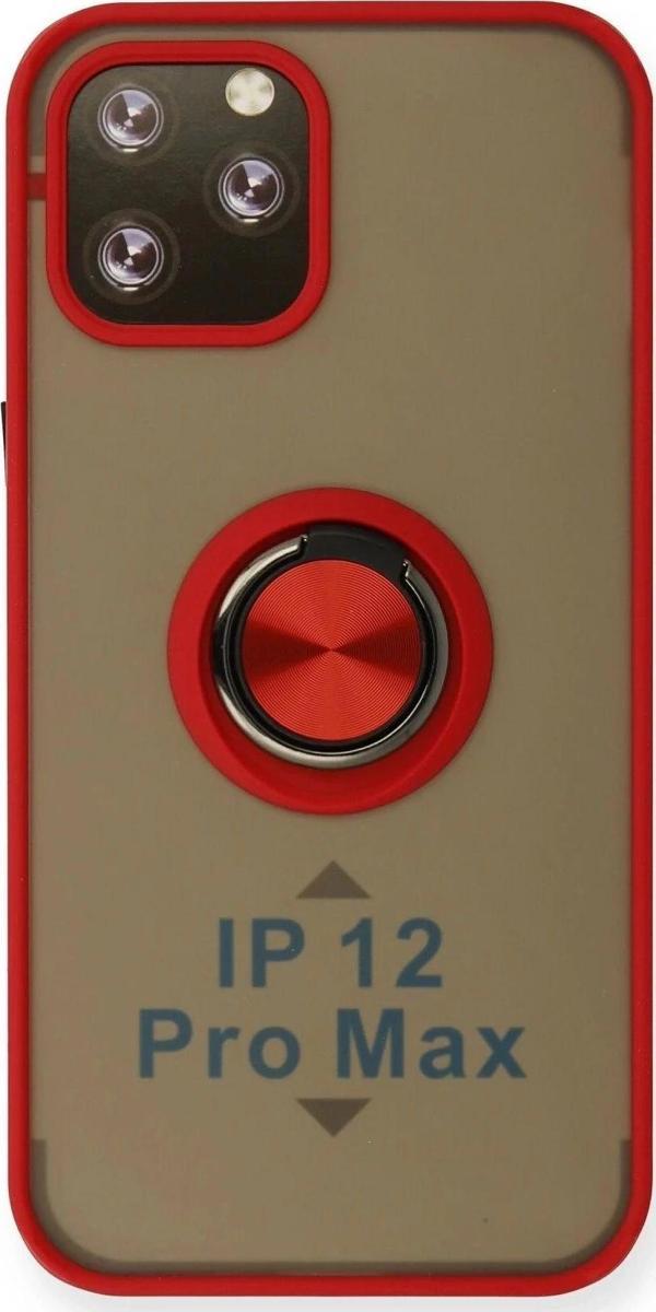 iPhone 12 Pro Kılıf Montreal Yüzüklü Silikon Kapak - Kırmızı - Image 1